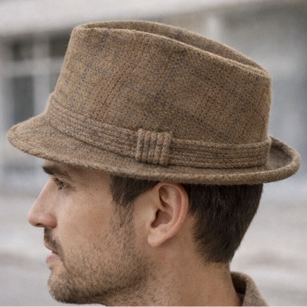 Vintage 50s Stevens Wool Tweed Fedora Trilby Hat USA Size 7¼